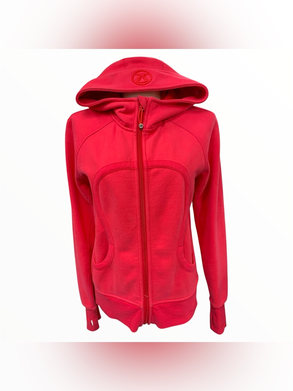 lululemon athletica Bright Red Hooded Zip Jacket Size L